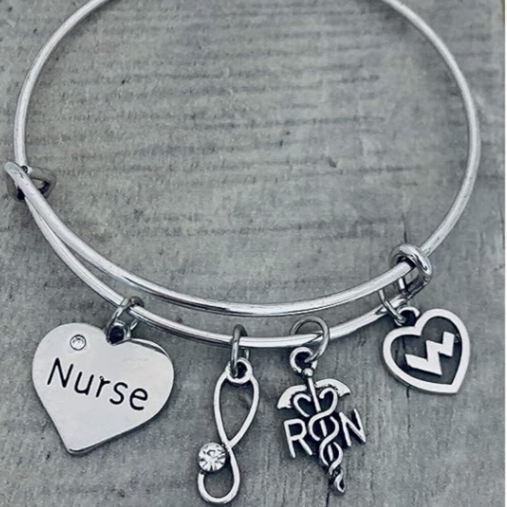 Nurse Charm Bangle Bracelet